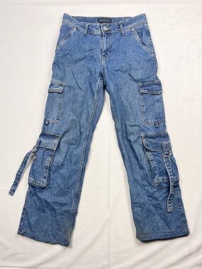 Aéropostale Low Rise Wide Leg Multi Pocket Cargo Jeans Size 2